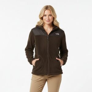 The North Face Brown Fuzzy Zip Up Athletic Long Sleeve Sport Jacket L